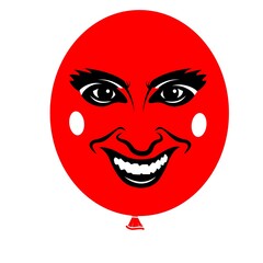 smiling face with red balloon 