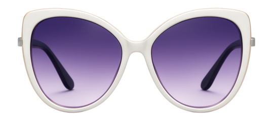 Butterfly sunglasses with oversized white frames and gradient purple lenses