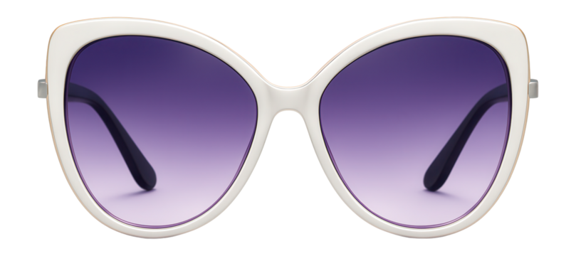 Butterfly sunglasses with oversized white frames and gradient purple lenses