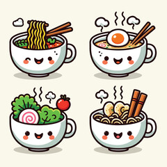 Happy cup of ramen with steam