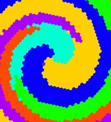 Spiral abstract pattern with rainbow colors, giving a dynamic and psychedelic feel