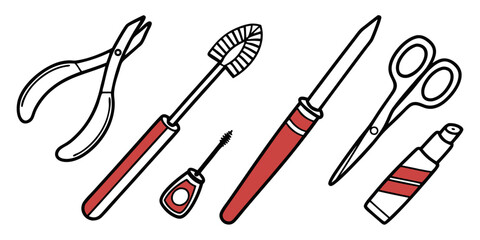 Collection of beauty and grooming tools