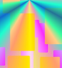 Colorful light beam pattern with futuristic cross shape and gradient effect