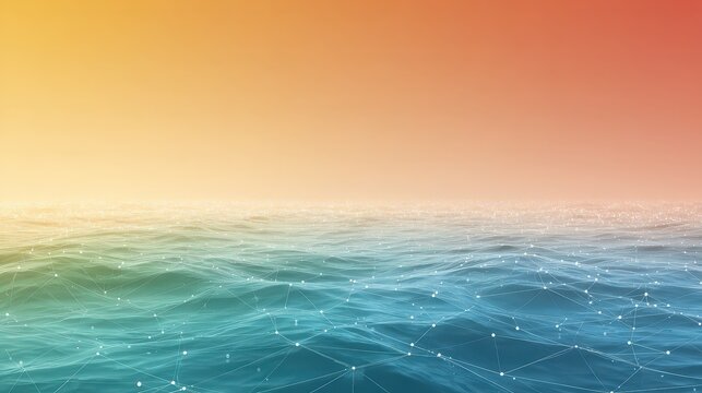 Digital Network Over Abstract Ocean Waves