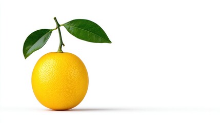 Fresh and Juicy Orange with Green Leaves on a White Background