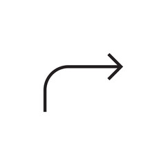 turn right arrow icon outline editable stroke line drawing eps
