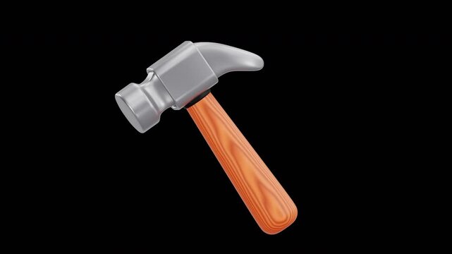 3D Swinging Hammer Tool Animation, 4K Animation, Alpha Channel