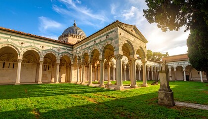 Obraz premium Ancient cloister bathed in sunlight