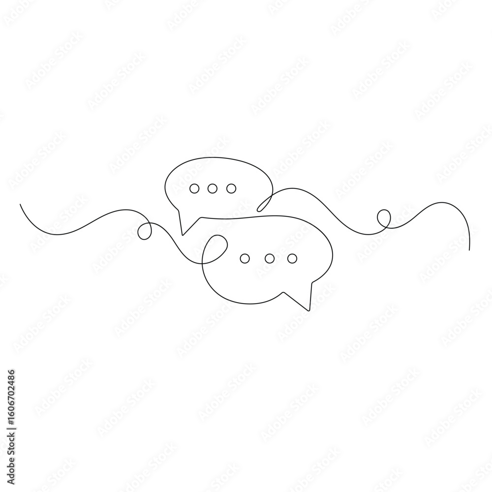 Poster speech bubble icon one line art continuous one line drawing of outline vector illustration