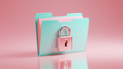 A blue folder with a pink lock on it