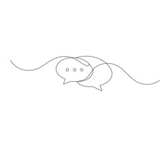 Speech bubble  icon  one line art   continuous one line drawing of outline vector illustration