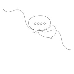 Speech bubble  icon  one line art   continuous one line drawing of outline vector illustration