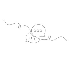 Speech bubble  icon  one line art   continuous one line drawing of outline vector illustration