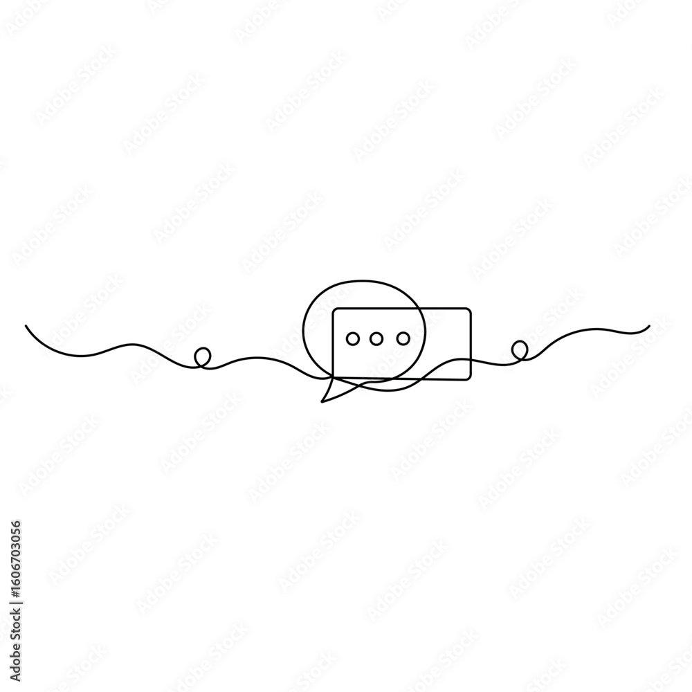 Poster speech bubble icon one line art continuous one line drawing of outline vector illustration