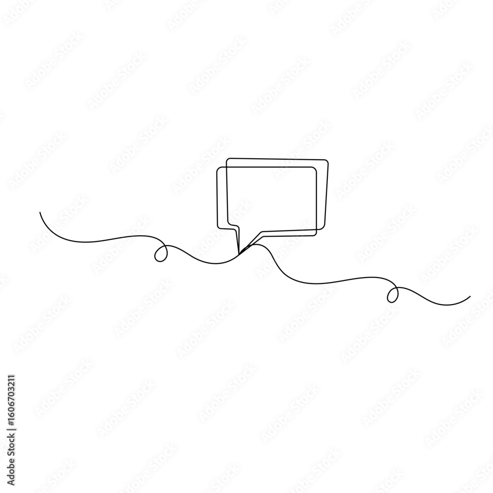 Poster speech bubble icon one line art continuous one line drawing of outline vector illustration