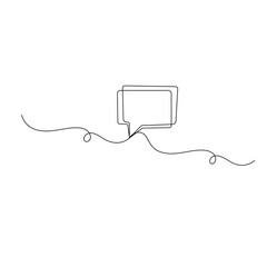 Speech bubble  icon  one line art   continuous one line drawing of outline vector illustration