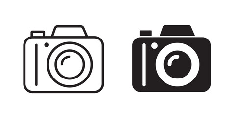 Camera Icon - Outline and Solid Style  Minimalist Vector Design