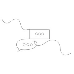 Speech bubble  icon  one line art   continuous one line drawing of outline vector illustration