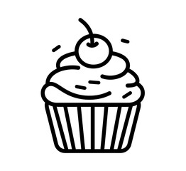 Cute cupcake graphic with cherry on top, perfect for menu design, bakery branding, or sweet treat decorations.