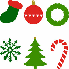 Christmas Ornament Clip Set   Icons Illustration