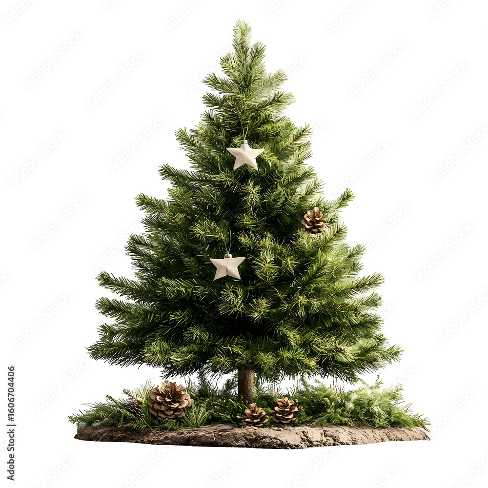 Poster a christmas tree with a minimal design and subtle on a clean white background