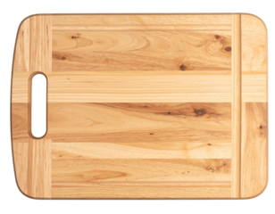  Wooden Cutting Board, Top-Down View, Isolated PNG