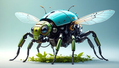 Fototapeta premium Steampunk insect, vibrant colors