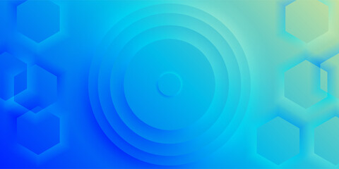 Blue Gradient with Geometric Shapes and Radiating Patterns Abstract Background