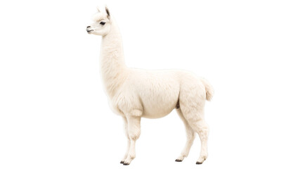 Fototapeta premium Illustration of white alpaca standing on transparent background
