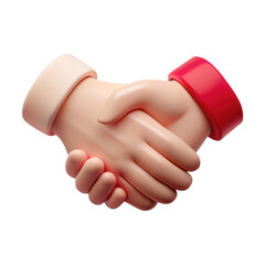 Cartoonish hands performing a firm handshake symbolizing agreement and partnership isolated on transparent background