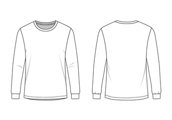 Long Sleeve T-Shirt Template Front and Back – Flat Vector