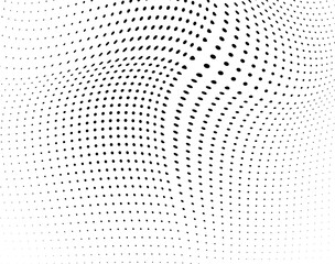 Chaotic halfton background of black dots on white