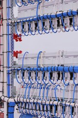 View from the back of the electrical panel. Connection of electronic modules using copper...