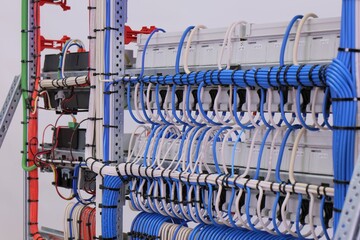 View from the back of the electrical panel. Connection of electronic modules using copper...