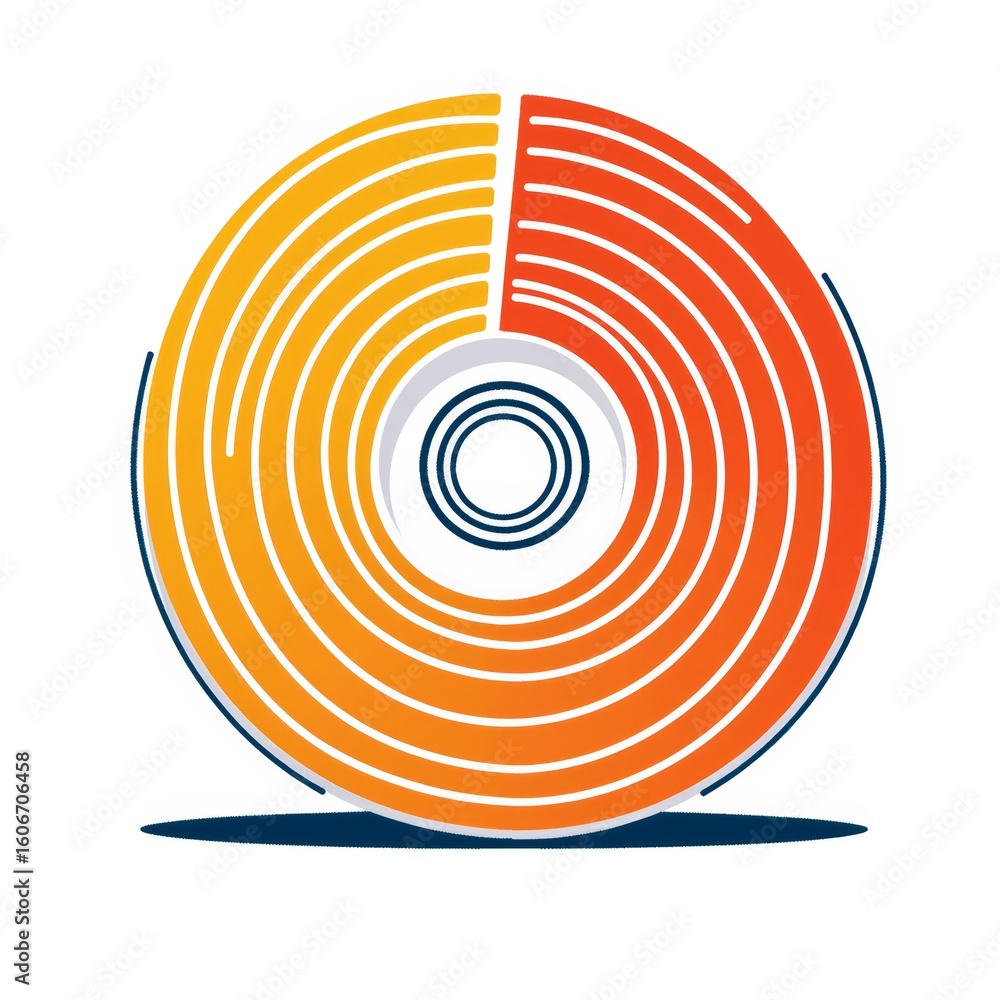 Poster abstract circular design with orange and yellow gradient