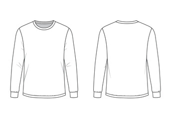 Long Sleeve T-Shirt Template Front and Back – Flat Vector