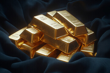 Stack of Gold Bars on Black Velvet