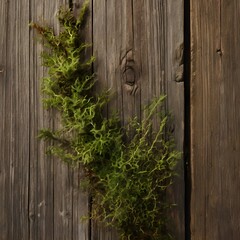 High-detail top-down background of weathered wood planks with subtle moss and leaf textures, warm earthy tones, rustic design aesthetic, no focal point,Generative Ai
