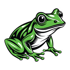 Vibrant Green Frog Cartoon Illustration A Striking Image of Wildlife in a Bold Artistic Style
