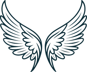 Fototapeta premium Elegant Dark-Line Art Wings: Freedom, Flight, and Spiritual Soaring Design
