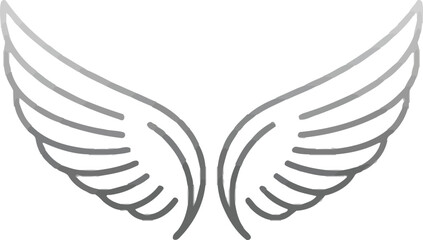 Fototapeta premium Elegant Silver Wings: Serene, Minimalist Line Art Design, Spiritual Symbol.