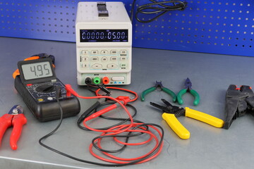 Electrical Installation Tools and Materials for Electrical Switchboard Assembly. 