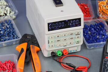 Electrical Installation Tools and Materials for Electrical Switchboard Assembly. 