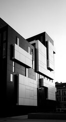Modern architecture, a black and white facade.
