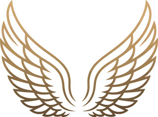 Obraz premium Elegant Golden Wings: Abstract Line Art, Symbolic of Freedom and Flight, Perfect for Luxury Branding.