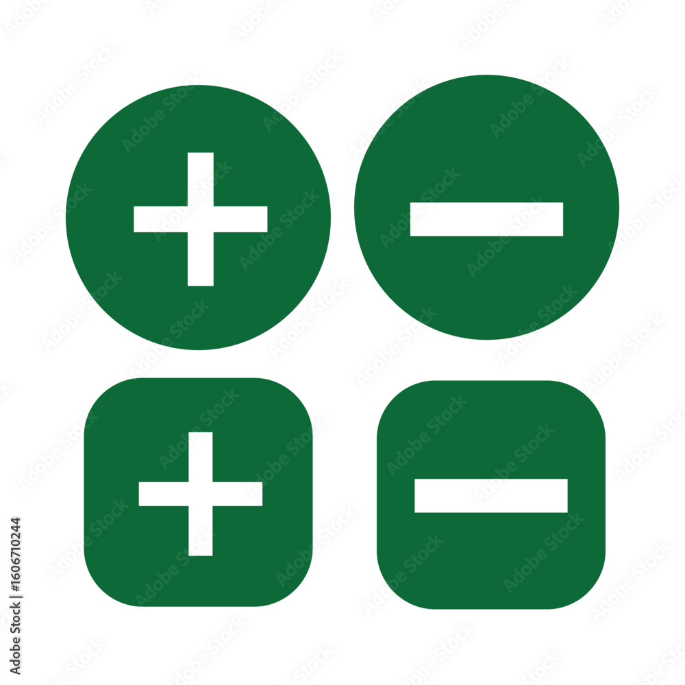 Poster plus minus circular element icon vector illustration. add and remove round button icons