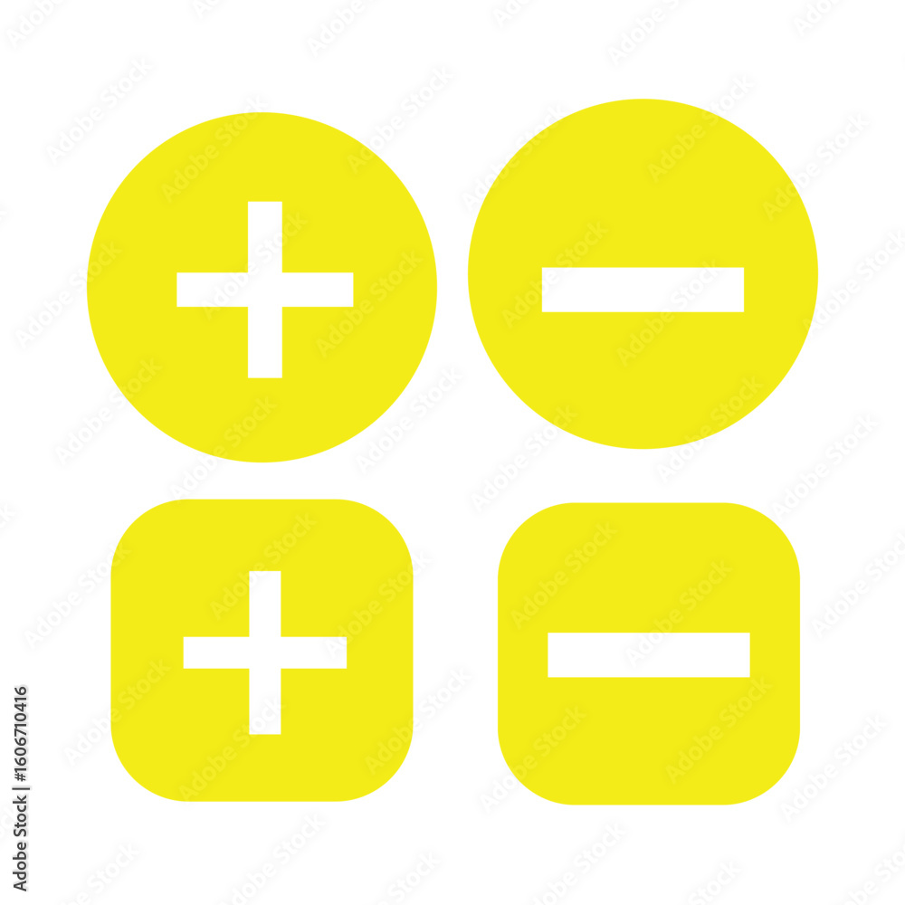Poster plus minus circular element icon vector illustration. add and remove round button icons