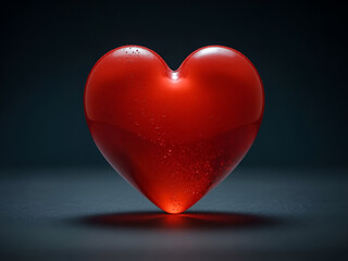 Fototapeta premium Vibrant red heart object with sparkling particles glass
