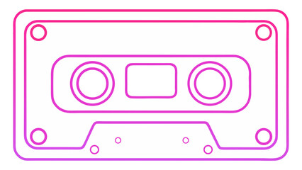 Obraz premium A minimalist-style illustration of an audio cassette, rendered in a pink and purple palette with crisp graphic lines