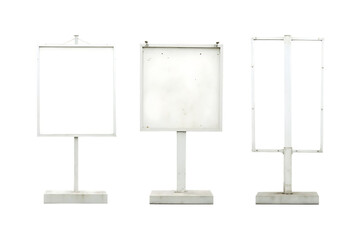 Old blank billboards metal frames isolated on a transparent background white